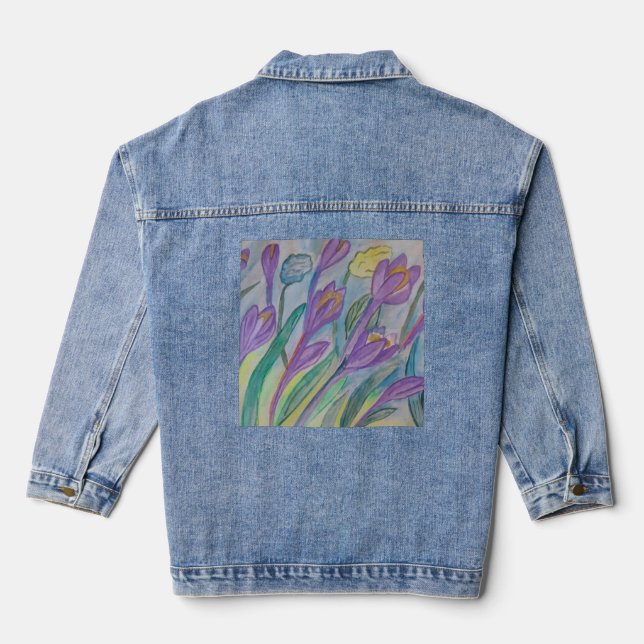 Veste En Jean Crocus de printemps Abstrait (Verso)