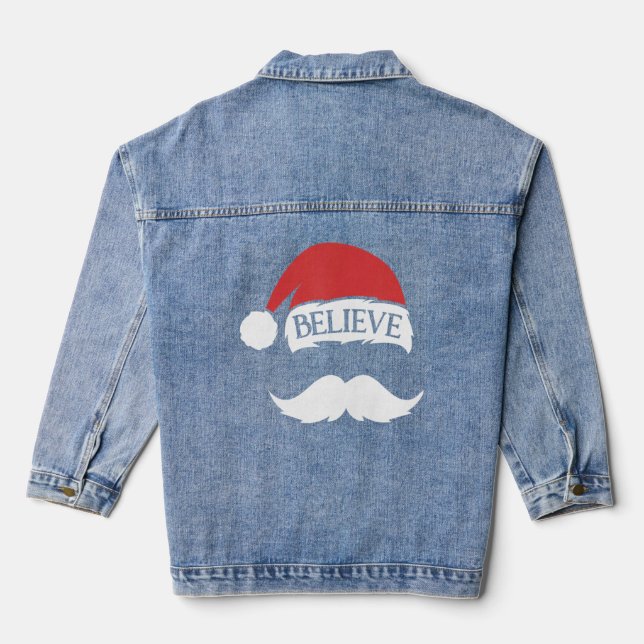 Veste En Jean Croire Moustache Santa Hat Casquette Famille Noël  (Verso)