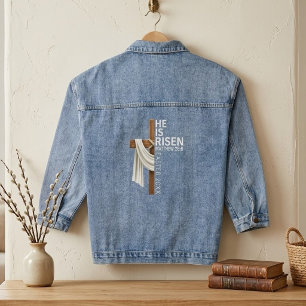Veste En Jean Croix de Pâques vintage personnalisée Il est ressu