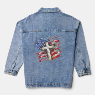 Veste En Jean Croix patriotique américaine