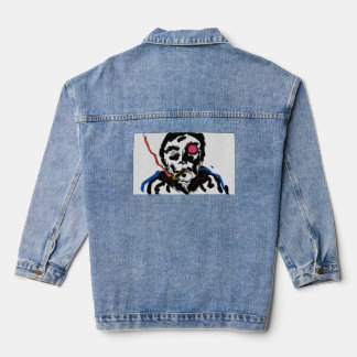 Veste En Jean Croquis funky de visage humain