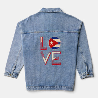 Veste En Jean Cuba Love Drapeau Cubain La Havane