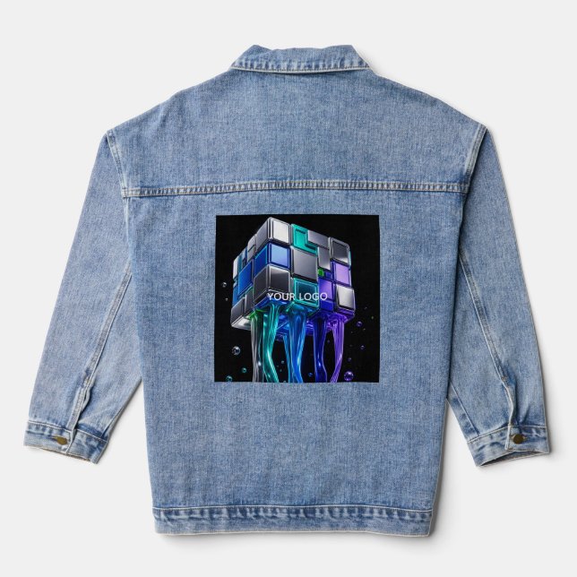 Veste En Jean Cube de puzzle chromé futuriste  (Verso)
