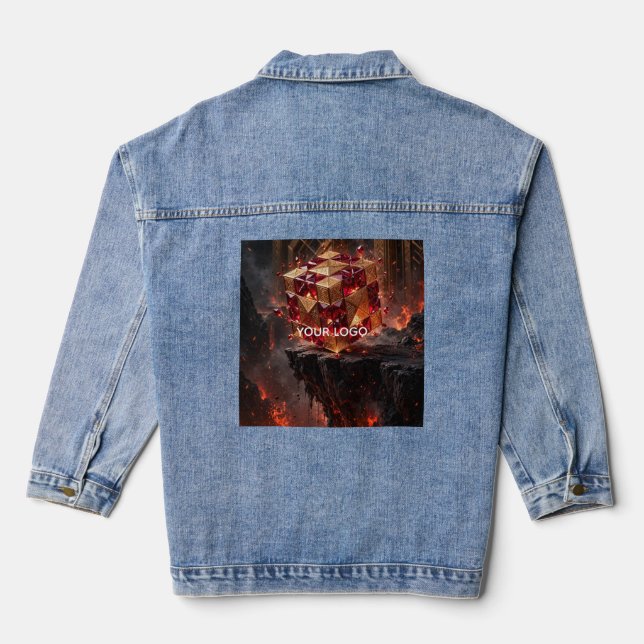 Veste En Jean Cube orné sur la falaise volcanique (Verso)