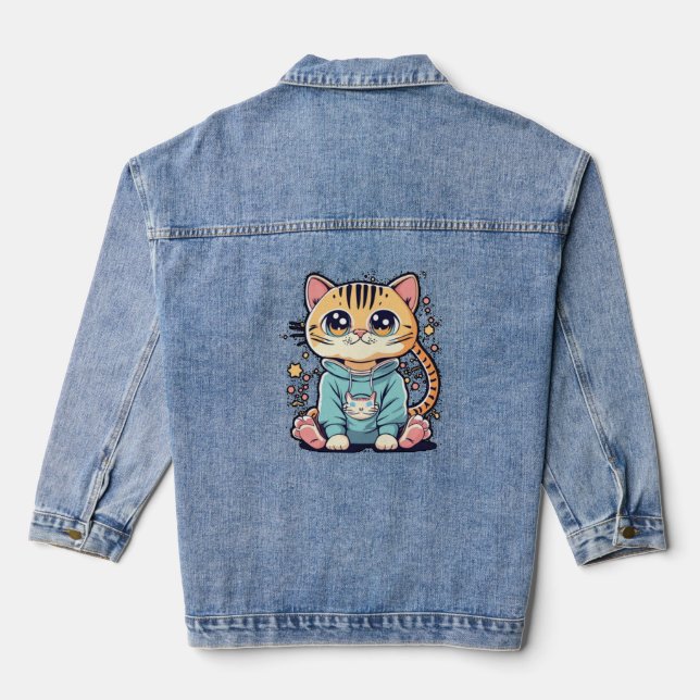 Veste En Jean Cuite drôle petit chaton Chiffon Top (Verso)
