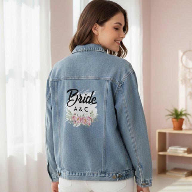 Veste En Jean Custom Floral Bride Denim Jacket (Créateur téléchargé)