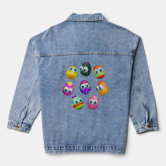 Veste En Jean Cute and Funny Easter Eggs Cartoon (Verso)