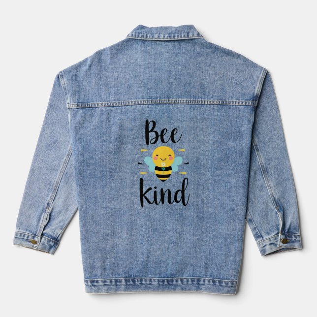 Veste En Jean Cute "Bee Kind" Pun with Bumblebee (Verso)