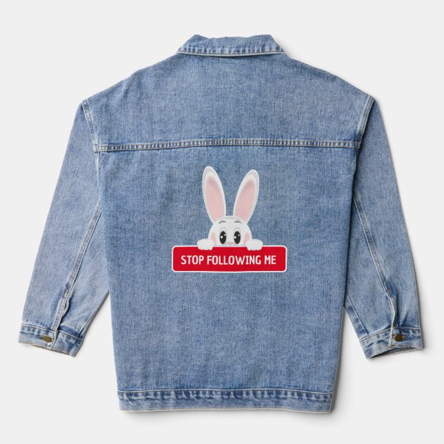 Veste En Jean Cute Bunny Pékin avec message d'arrêt (Verso)