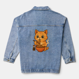 Veste En Jean Cute chat manger Ramen