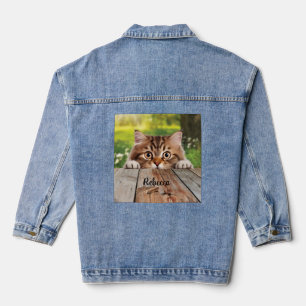 Veste En Jean Cute chat Sibérien Peek