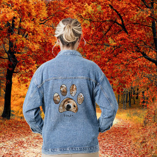 Veste En Jean Cute Dog Mom Pet Photo Collage Personnalisé
