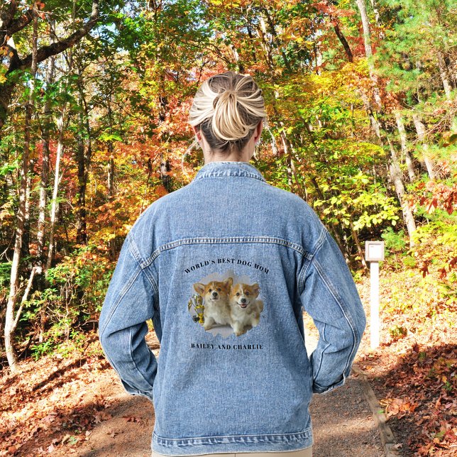 Veste En Jean Cute Dog Mom Pet Photo Splash Personnalisé (Créateur téléchargé)