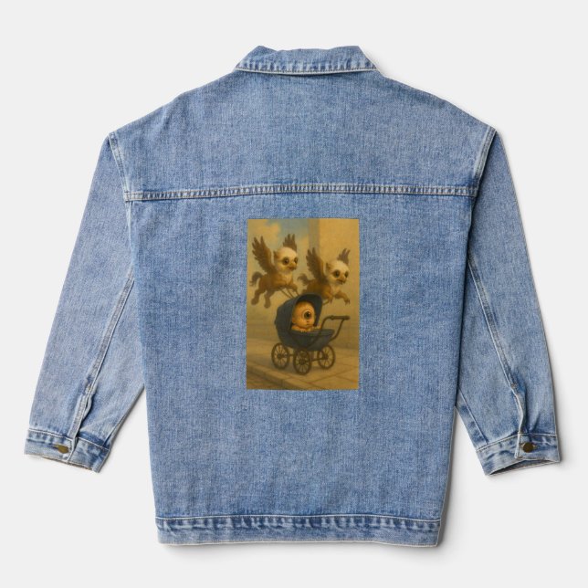 Veste En Jean Cute Griffins & Baby Cyclops Mythologie Imaginaire (Verso)