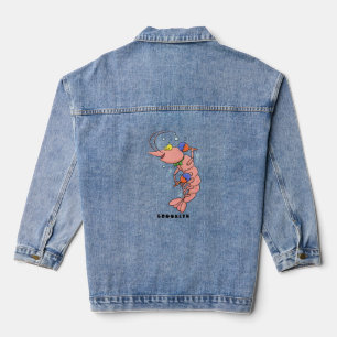 Veste En Jean Cute happy shrimp, dessin animé de crevettes