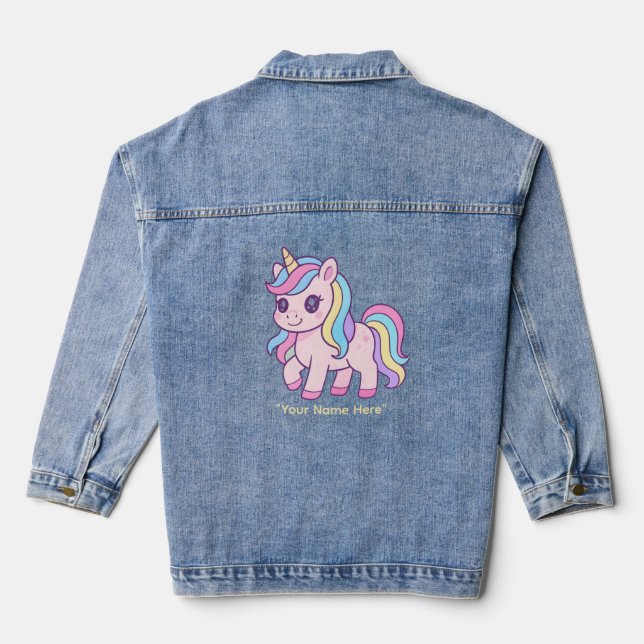 Veste En Jean Cute Kawaii Pastel Unicorn Rainbow Girls Birthday  (Verso)