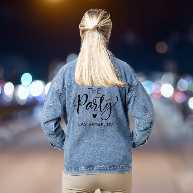 Veste En Jean Cute Las Vegas Bachelorette (Cute jacket for the bridesmaids and besties bringing the party to the bride's bachelorette)