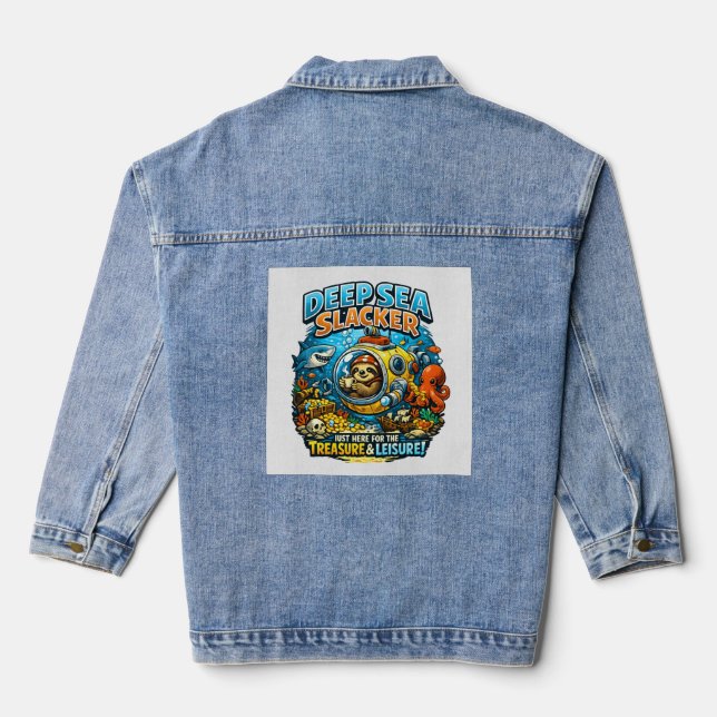 Veste En Jean Cute Ocean Adventure Humor, Funny Sloth Diving art (Verso)