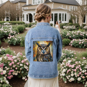 VESTE EN JEAN CUTE OWL ART DENIM JEAN JACKET