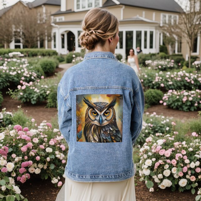 VESTE EN JEAN CUTE OWL ART DENIM JEAN JACKET (Mariage Retour)