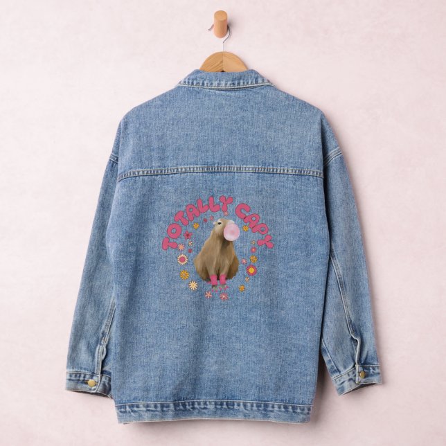 Veste En Jean Cute Retro Bubblegum soufflant Capybara (Hangar)