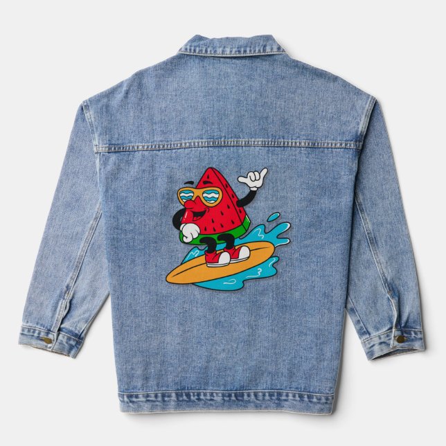 Veste En Jean Cute retro watermelon surf (Verso)