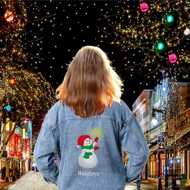 Veste En Jean Cute Snowman et la typographie (Créateur téléchargé)