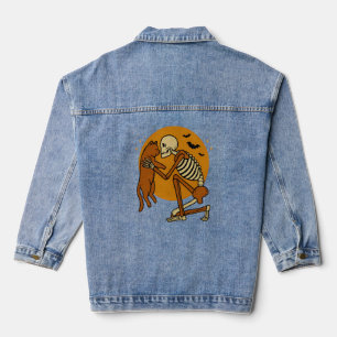 Veste En Jean Cute Squelette Accrocher Chat Gothique Halloween D