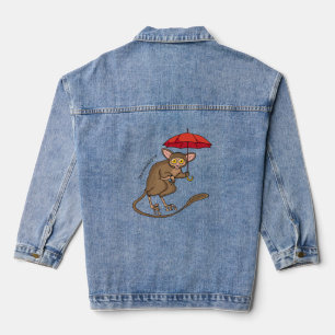 Veste En Jean Cute Tarsier avec dessin animé parapluie