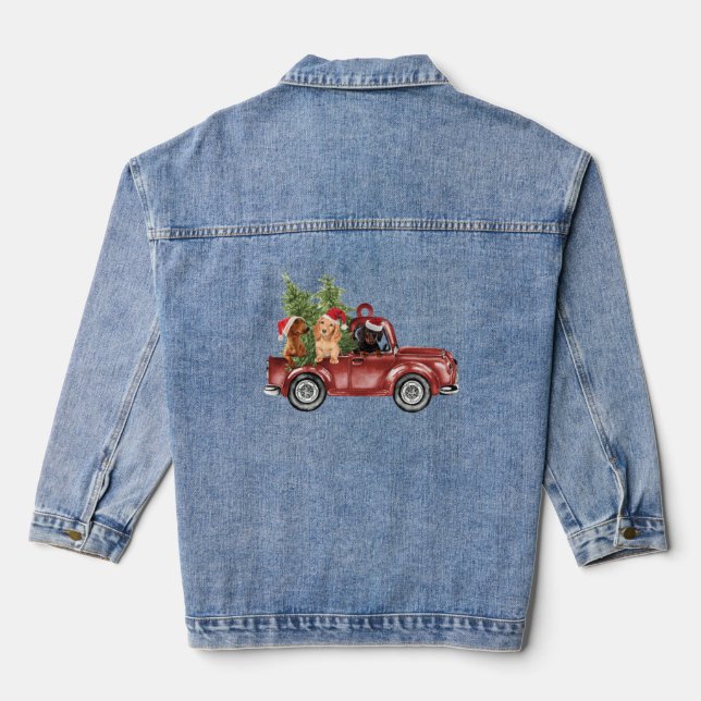 Veste En Jean Dachshund En Voiture Ornement Noël Ornements Noël (Verso)