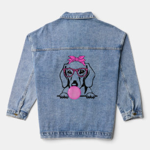 Veste En Jean Dachshund Maman avec bulle gomme lunettes bandana