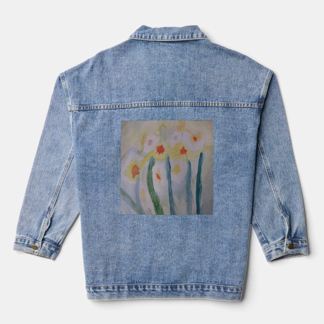 Veste En Jean Daffodiles Abstraits (Verso)