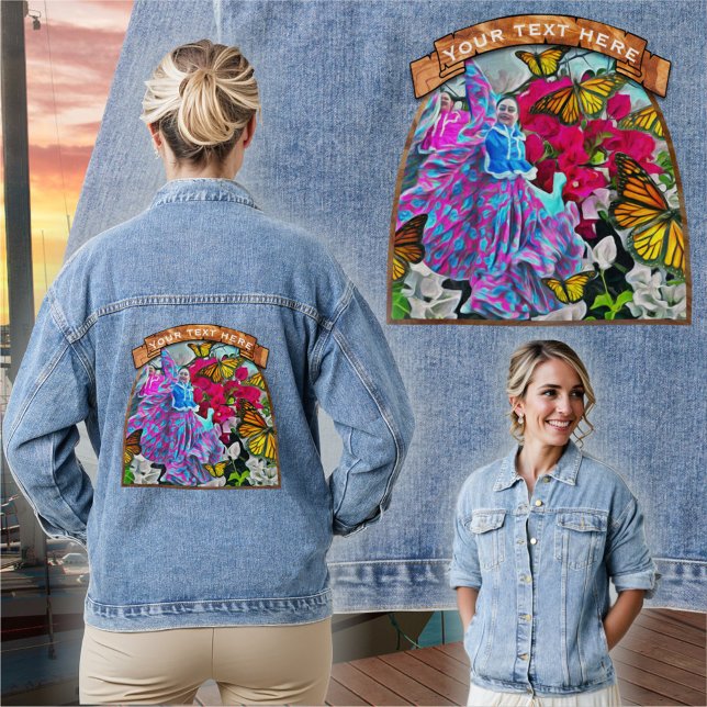Veste En Jean Danse avec Fleurs et Papillons PV01 (Créateur téléchargé)
