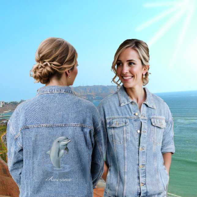Veste En Jean Dauphin Moderne Chic et Écriture (Créateur téléchargé)