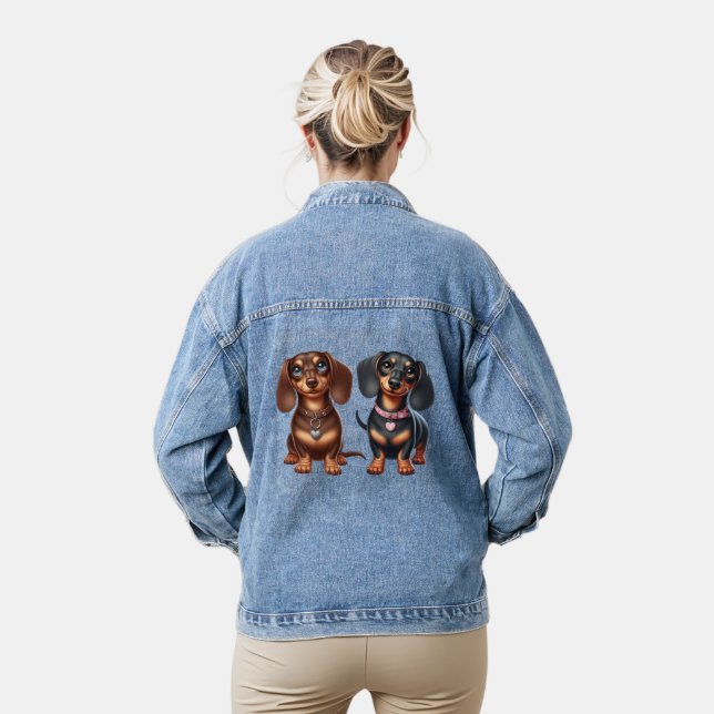Veste En Jean De mignons amis dachshund (Modèle)