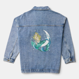 Veste En Jean Déco artistique fantaisie de sirène blonde croissa