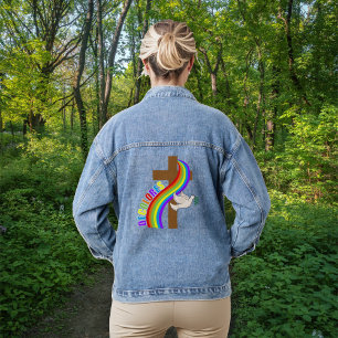 Veste En Jean DeColores Cursillo Arc-en-ciel avec Croix et Paix 