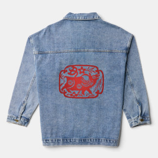 Veste En Jean Découpe chinoise de papier Zodiac Ox