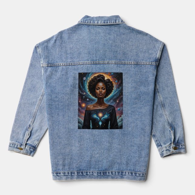 Veste En Jean Déesse céleste Énergie cosmique Galaxie Art (Verso)
