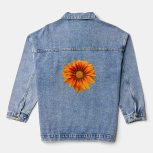 Veste En Jean Dégradé de fleurs orange jaune vif découpé