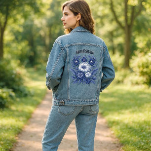 Veste En Jean Demoiselle d'honneur Campagne Française Blanc Bleu