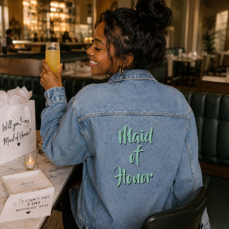 Veste En Jean Demoiselle d'honneur Couleurs de mariage vert