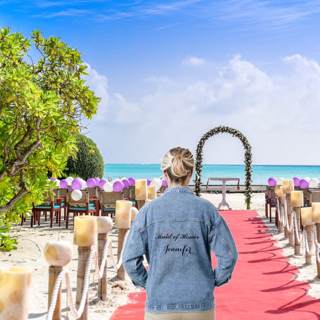 Veste En Jean Demoiselle d'honneur personnalisée pour l'enterrem (Custom Maid of Honor Wedding Bachelorette Party Denim Jacket)