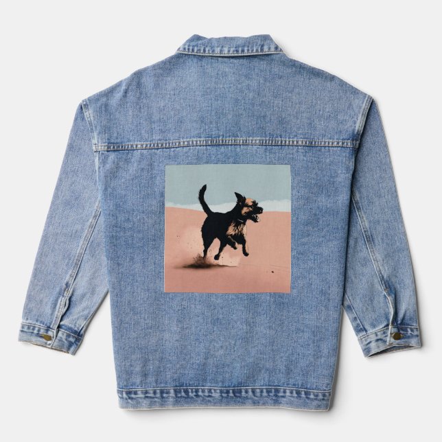 Veste En Jean Denim Jacket chien imprimé (Verso)