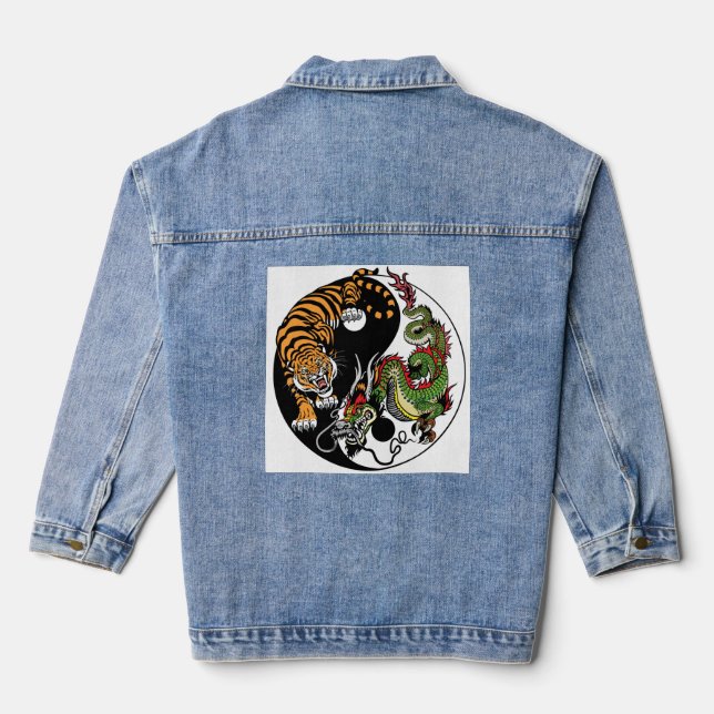 VESTE EN JEAN DENIM JACKET TIGER DRAGON CERCLE (Verso)