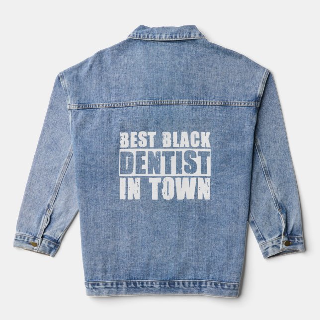 Veste En Jean Dental Assistant Dents Hygiéniste Black Dentiste (Verso)