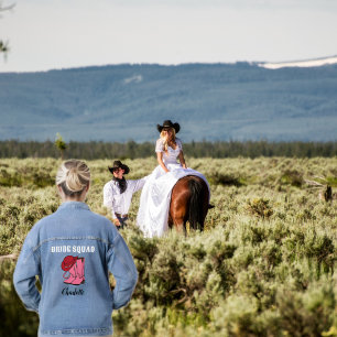 Veste En Jean Dernière Équipe de Mariée du Rodéo Personnalisé po