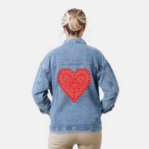 Veste En Jean Design de coeur rouge fantaisie