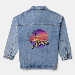 Veste En Jean Design de texte de style rétro "Aloha"