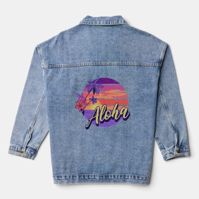 Veste En Jean Design de texte de style rétro "Aloha" (Verso)